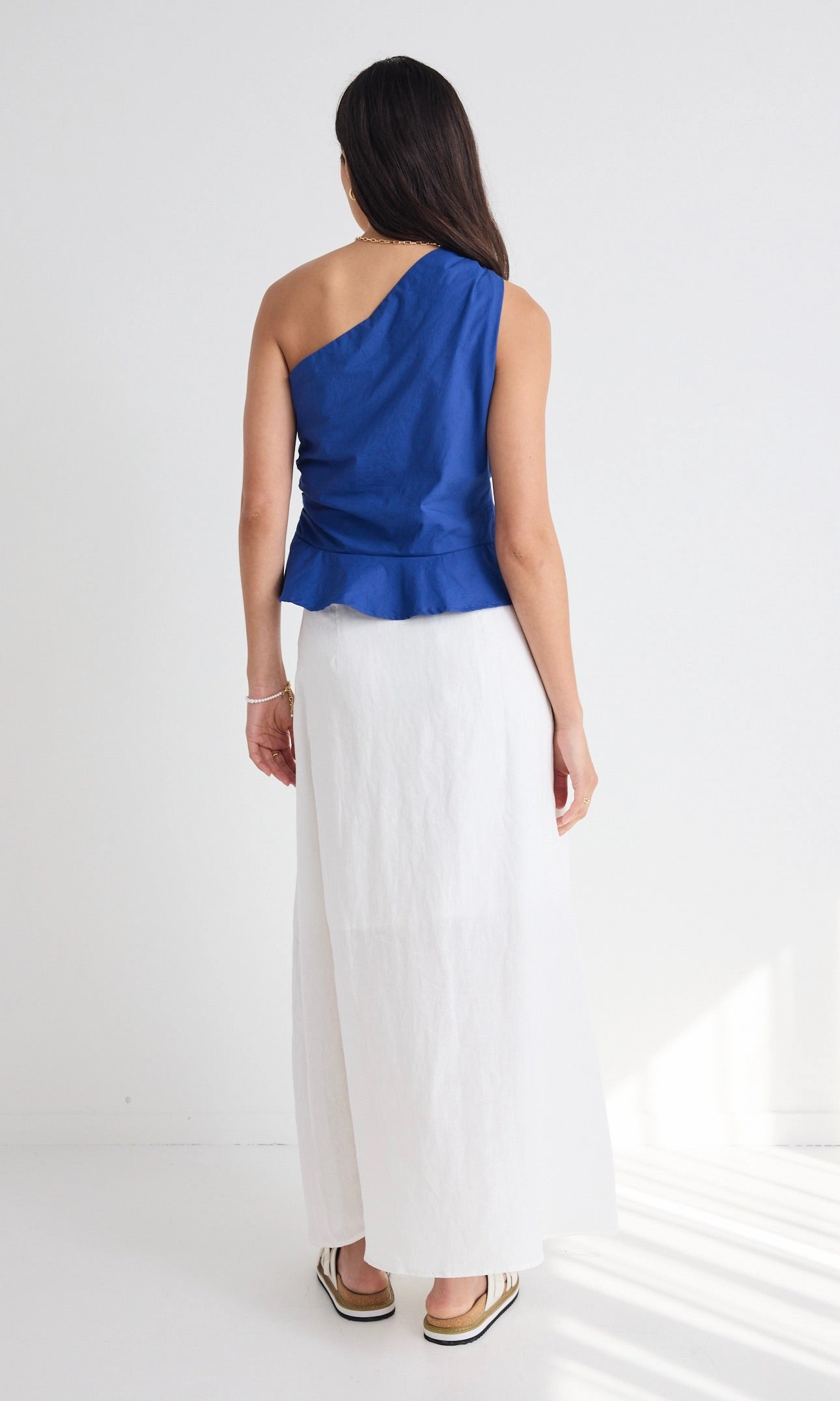 Mercy White Linen Button Front Aline Skirt Chill Feel