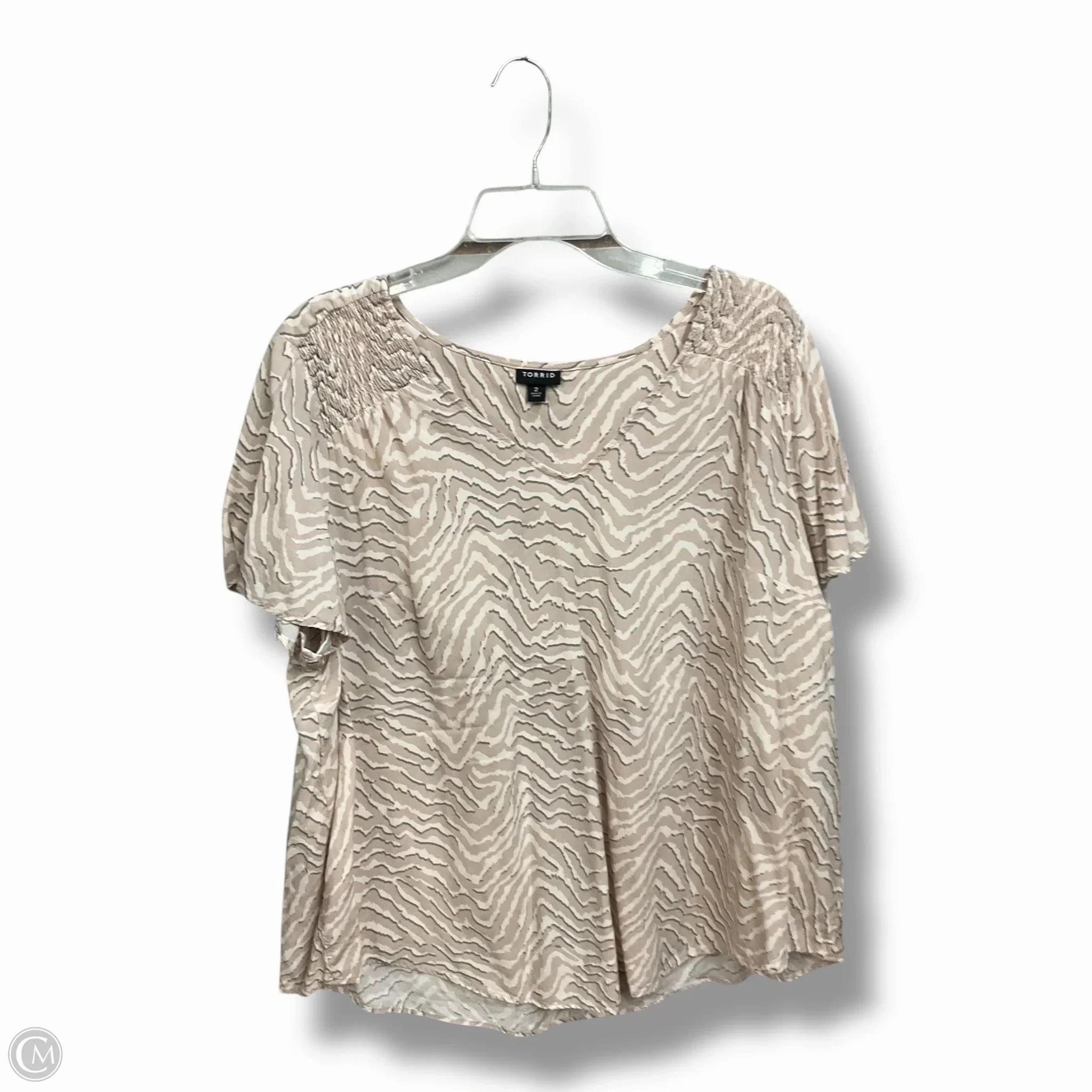 Washable fabric Top Short Sleeve By Torrid In Zebra Print, Size: 2x