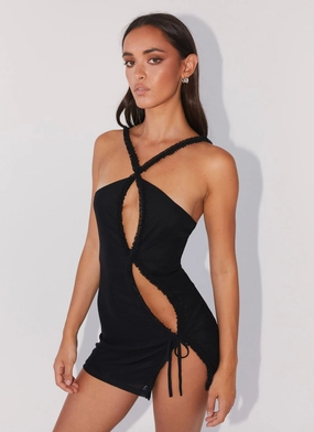 Midnight Rhapsody Ruffle Mini Dress - Black Statement Look Relax Appeal