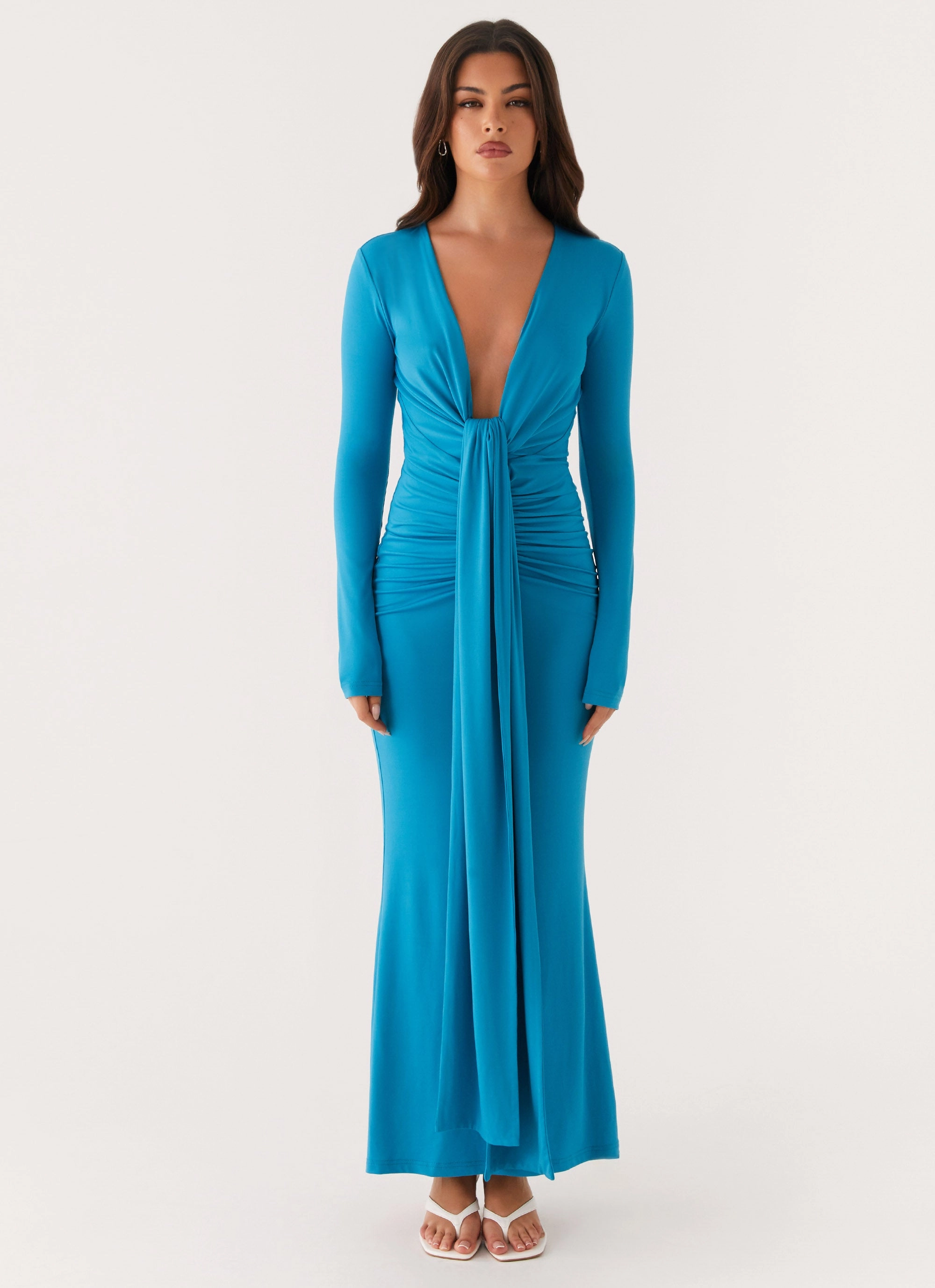 Miesha Long Sleeve Maxi Dress - Blue Neutral Layer