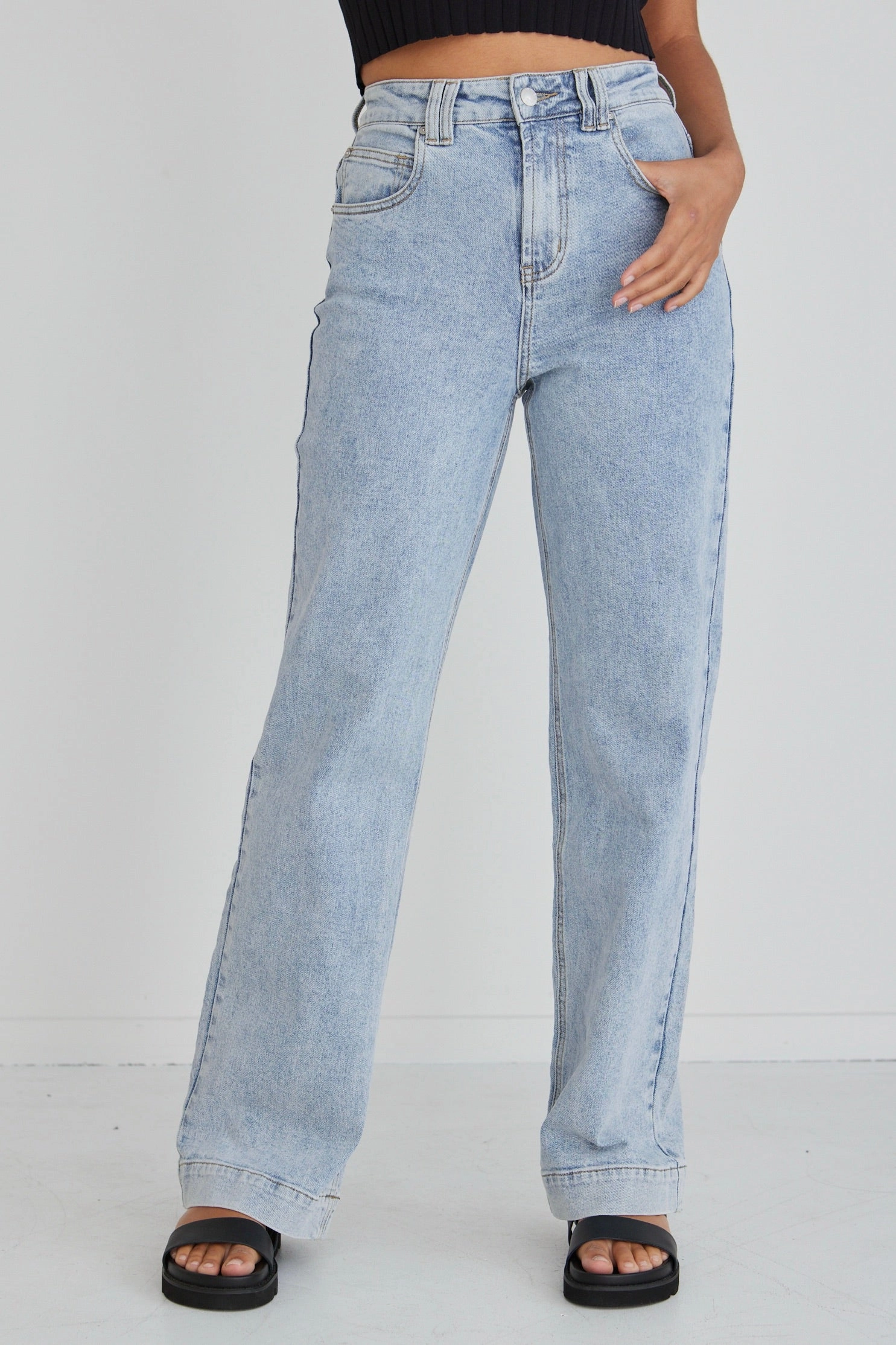 Milly Pale Blue High Waist Wide Leg Jean Corduroy texture AntiSlipGrip
