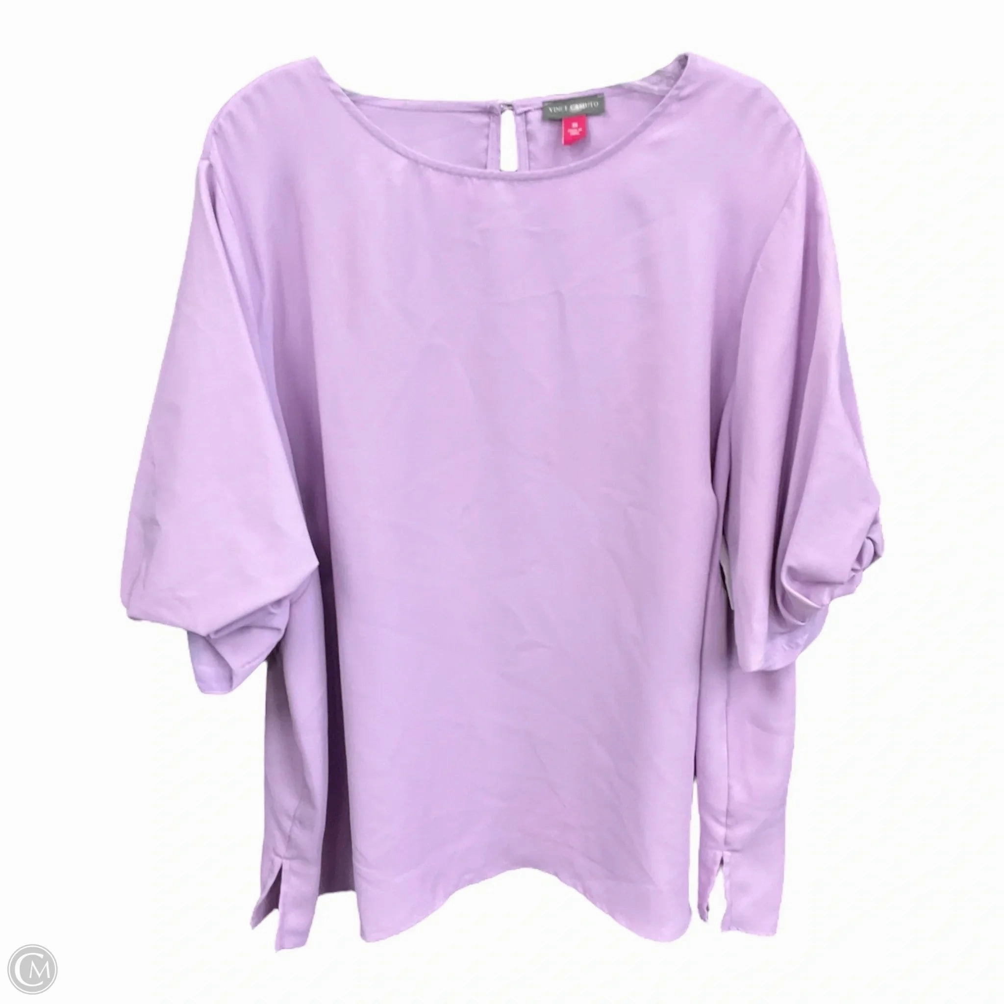 Ultra Soft Finish Quick-Drying Shirt Top Short Sleeve By Vince Camuto In Purple, Size: 3x