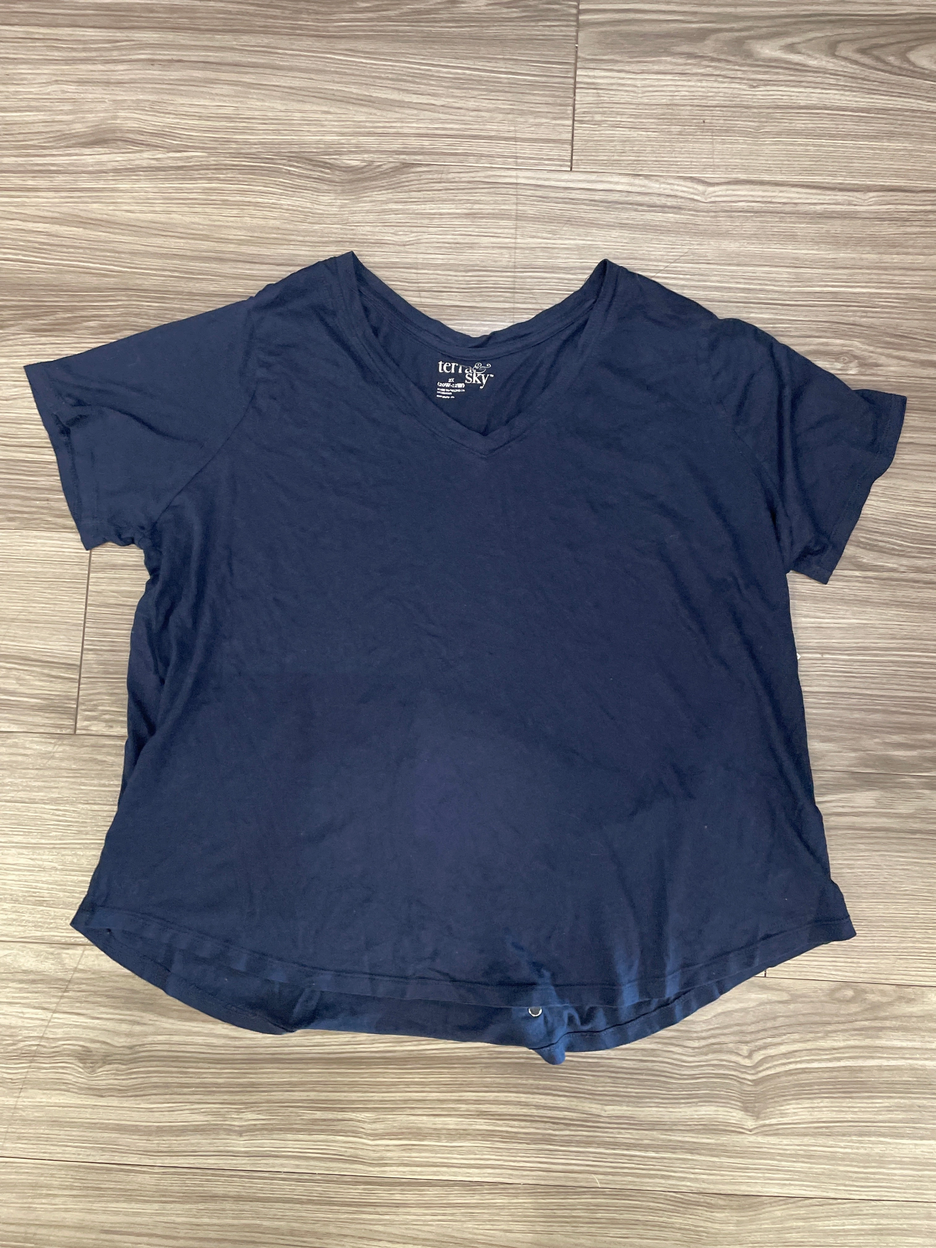 Active Layers Top Short Sleeve Basic By Terra & Sky In Blue, Size: 2x