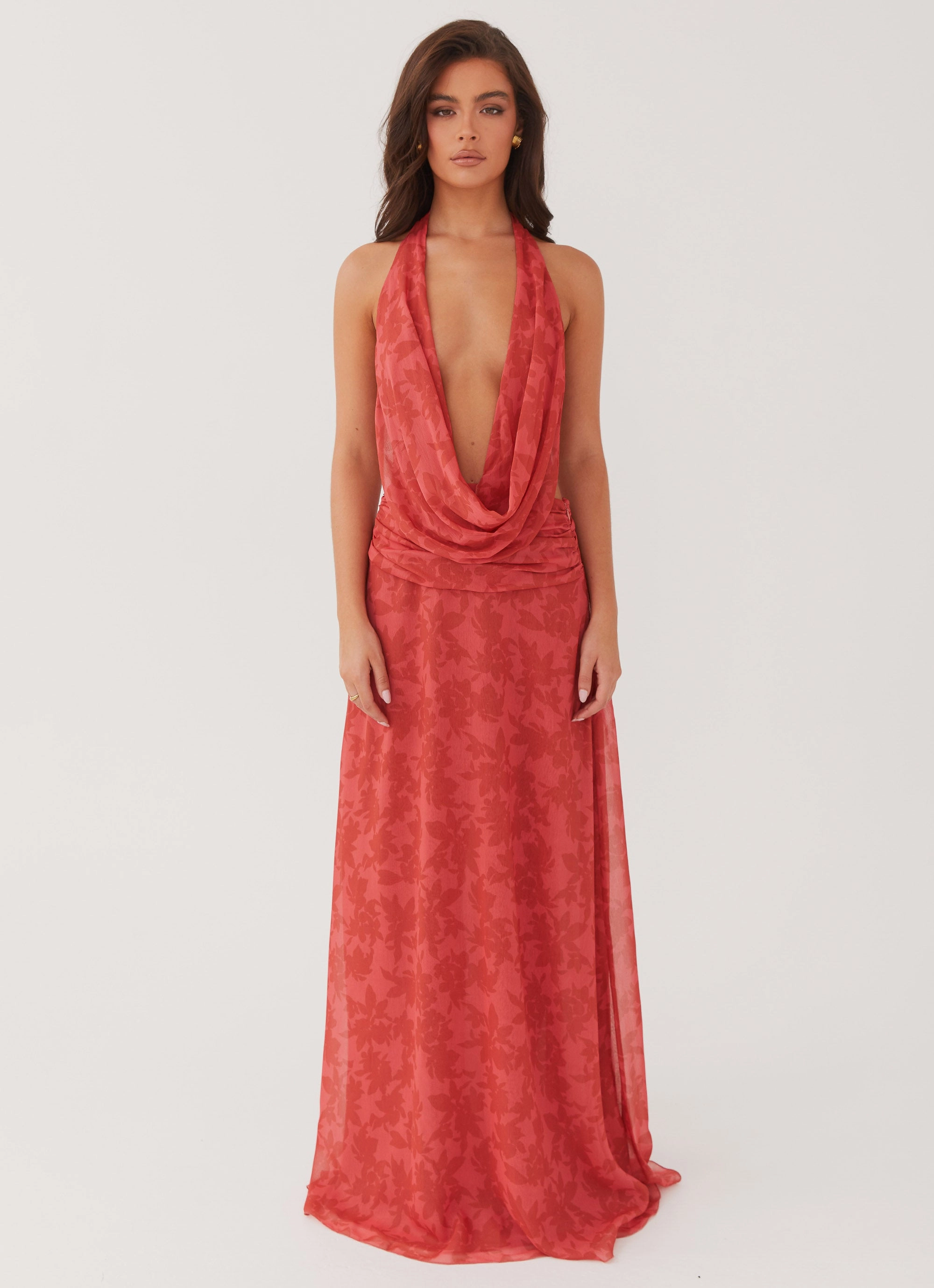 Elysia Chiffon Maxi Dress - Red Dahlia Cozy And Stylish