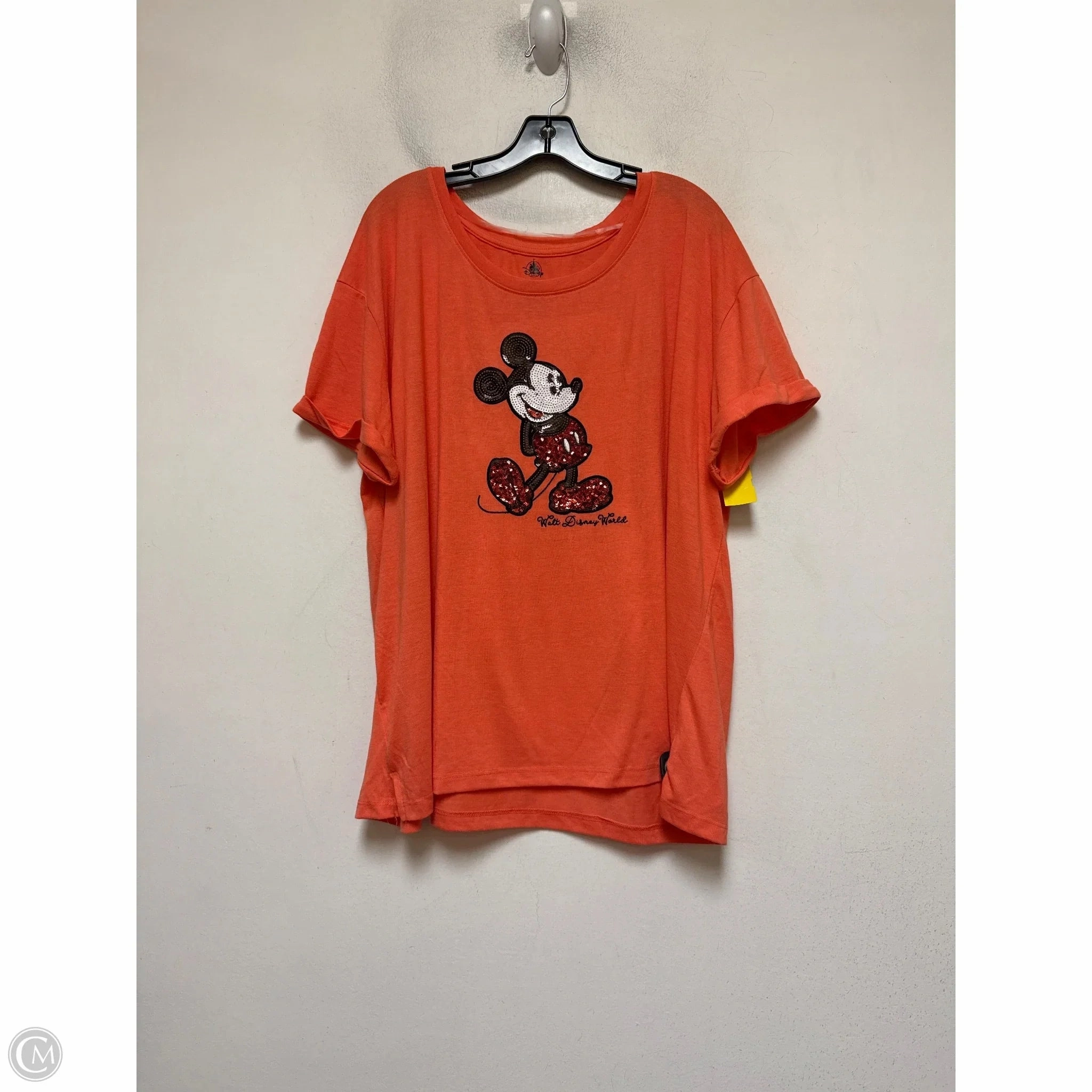 Top Short Sleeve By Disney In Orange & Red, Size: 2x Light Layers