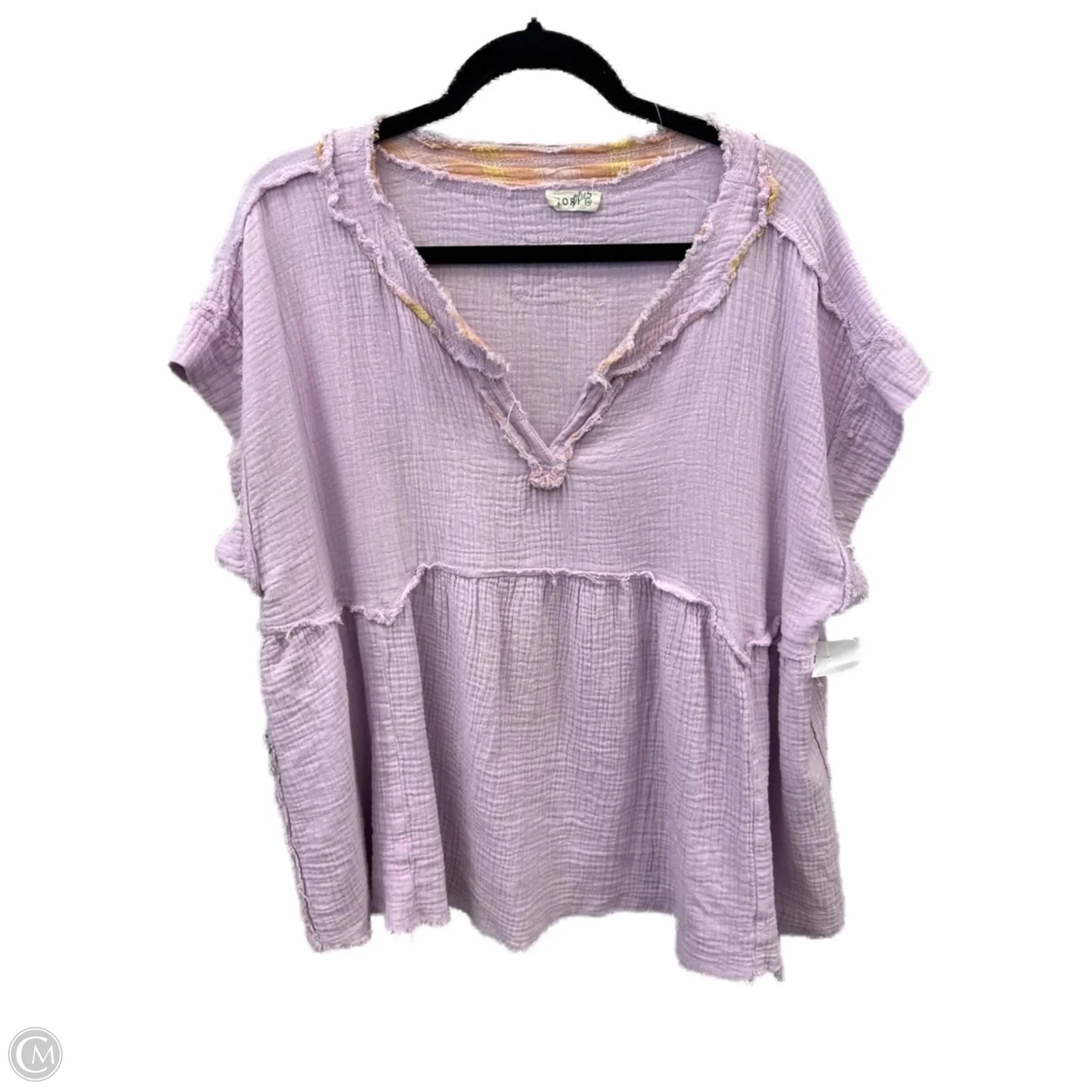 Playful Vibes Travel Comfort Style Top Short Sleeve By Kori America In Purple, Size: 1x