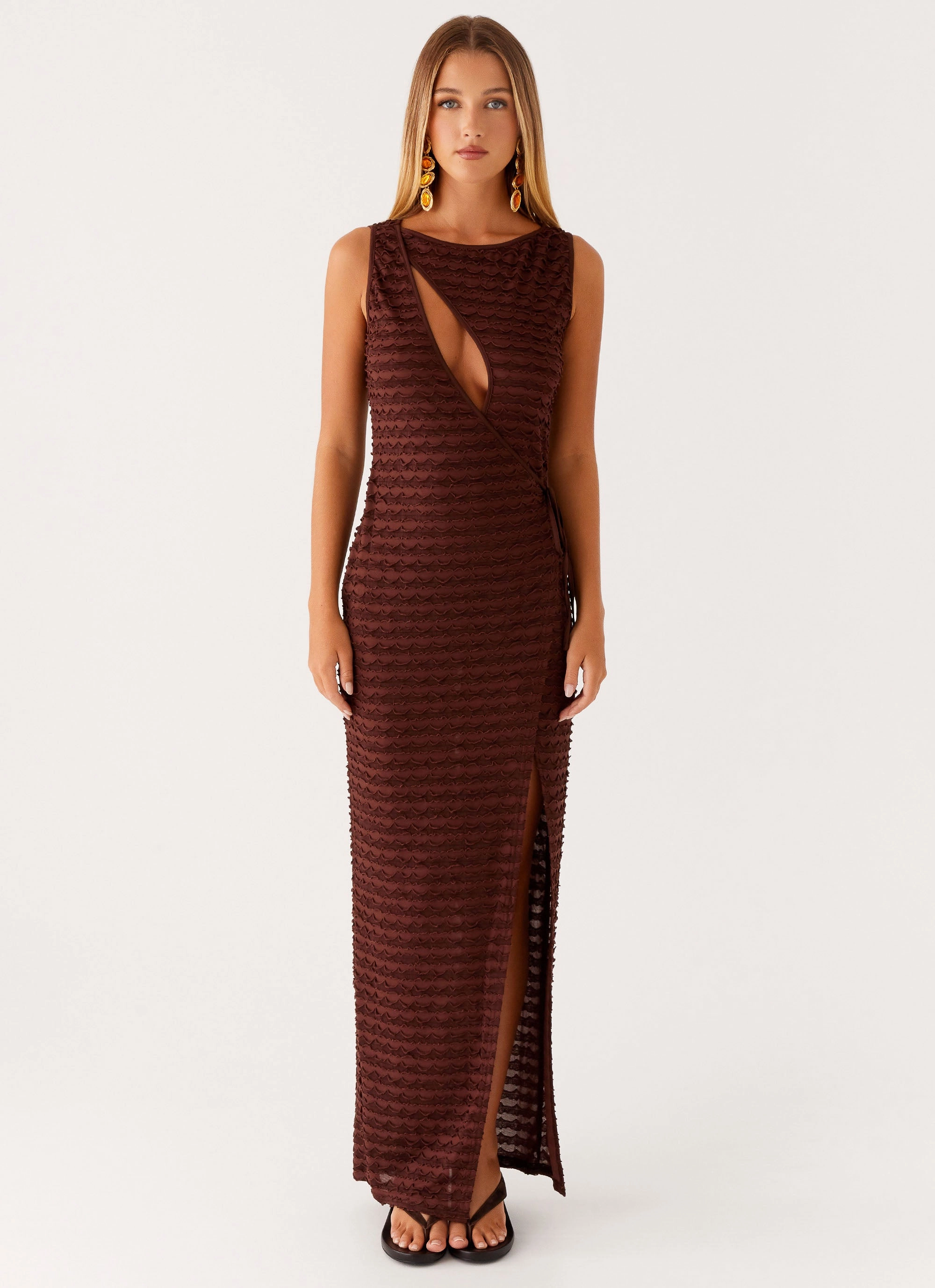 Modern-style Sterling Wrap Maxi Dress - Chocolate