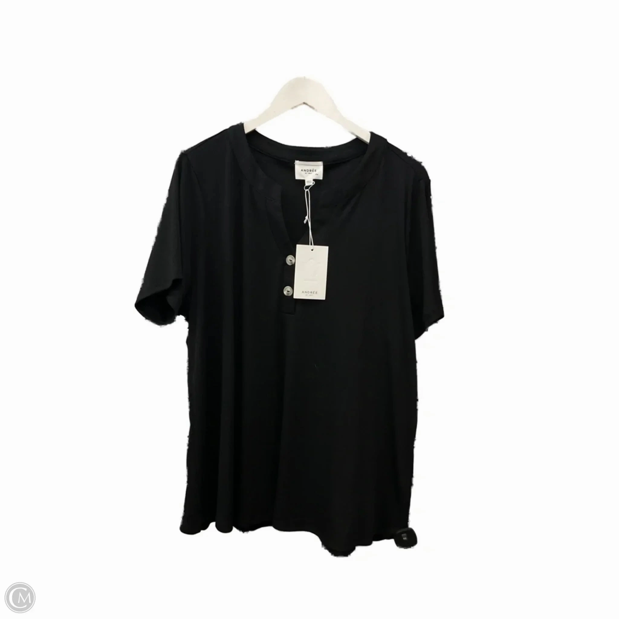 Top Short Sleeve By Andree By Unit In Black, Size: 2x Heather Texture Finish athletic style