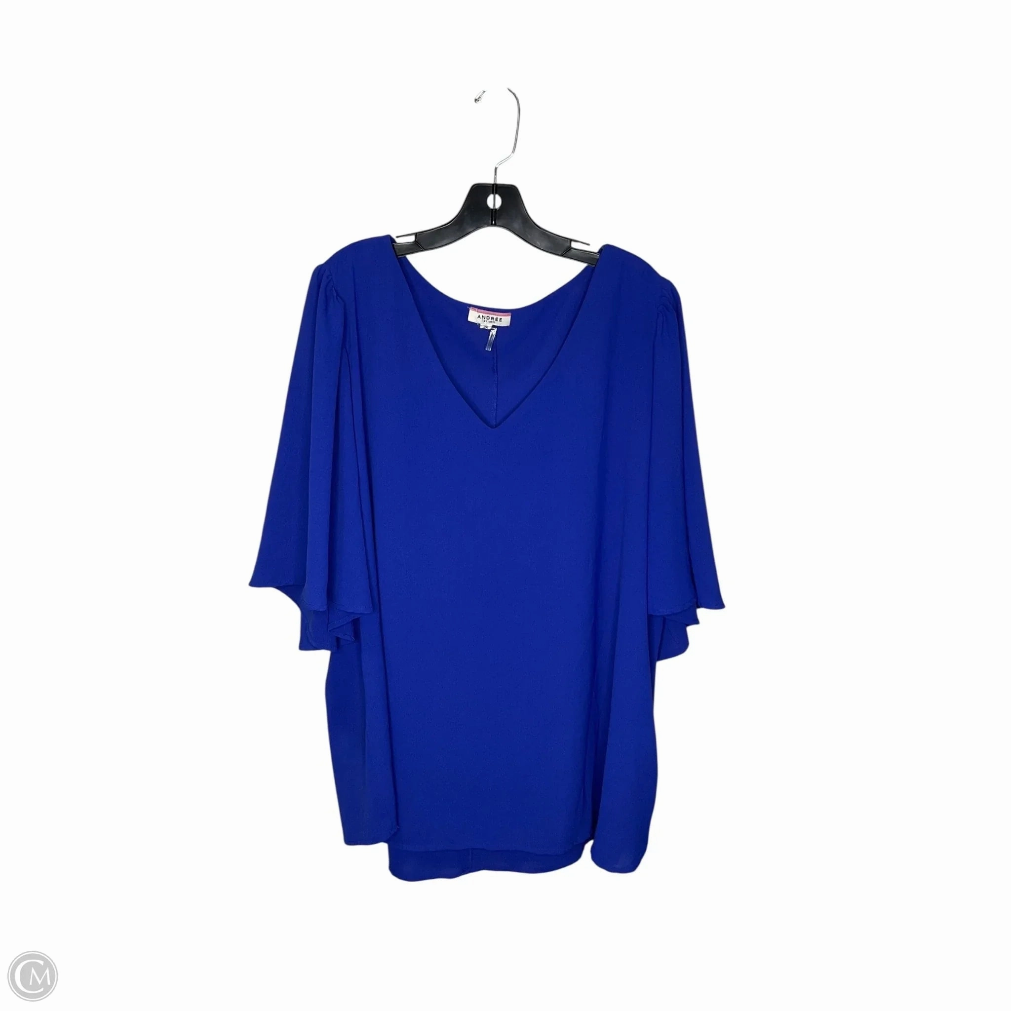 Top Short Sleeve By Andree By Unit In Blue, Size: 3x Layer Ready Fit Holiday Wear