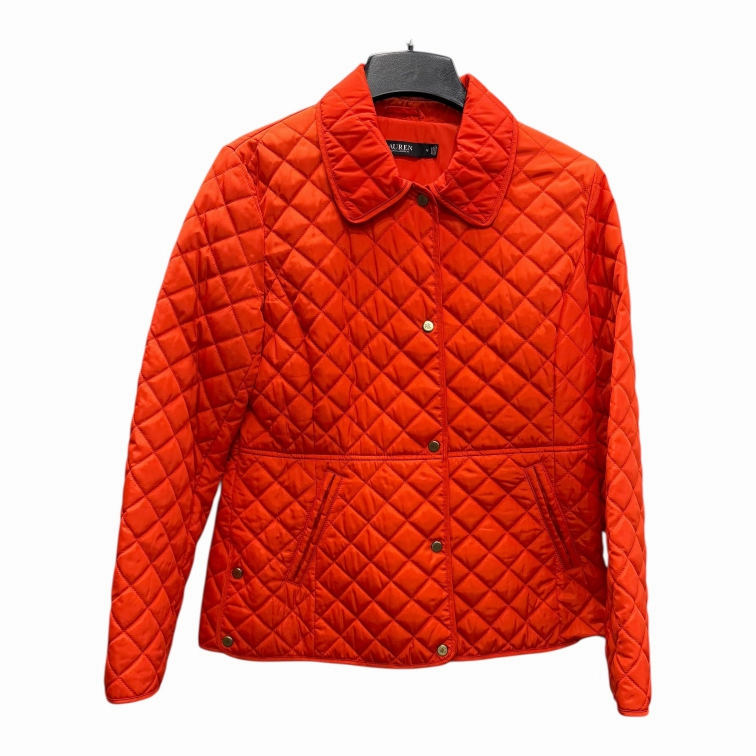 Waist String Bonded seams Jacket Puffer & Quilted By Lauren By Ralph Lauren In Orange, Size:M