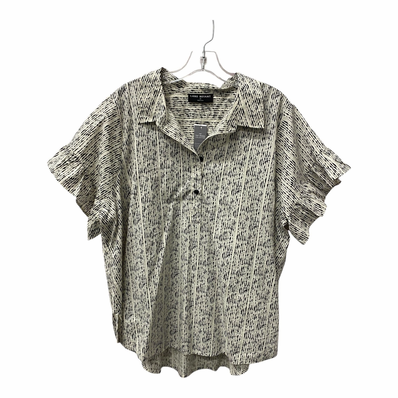 Top Ss By Lane Bryant In Black & White, Size:2X Timeless Comfort Layered Sleeve Construction