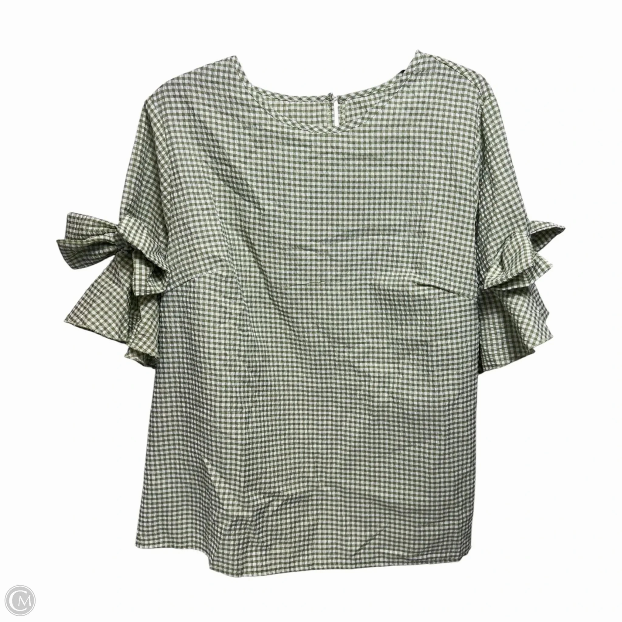 Oversized Silhouette Top Short Sleeve By Shein In Checkered Pattern, Size: 3x