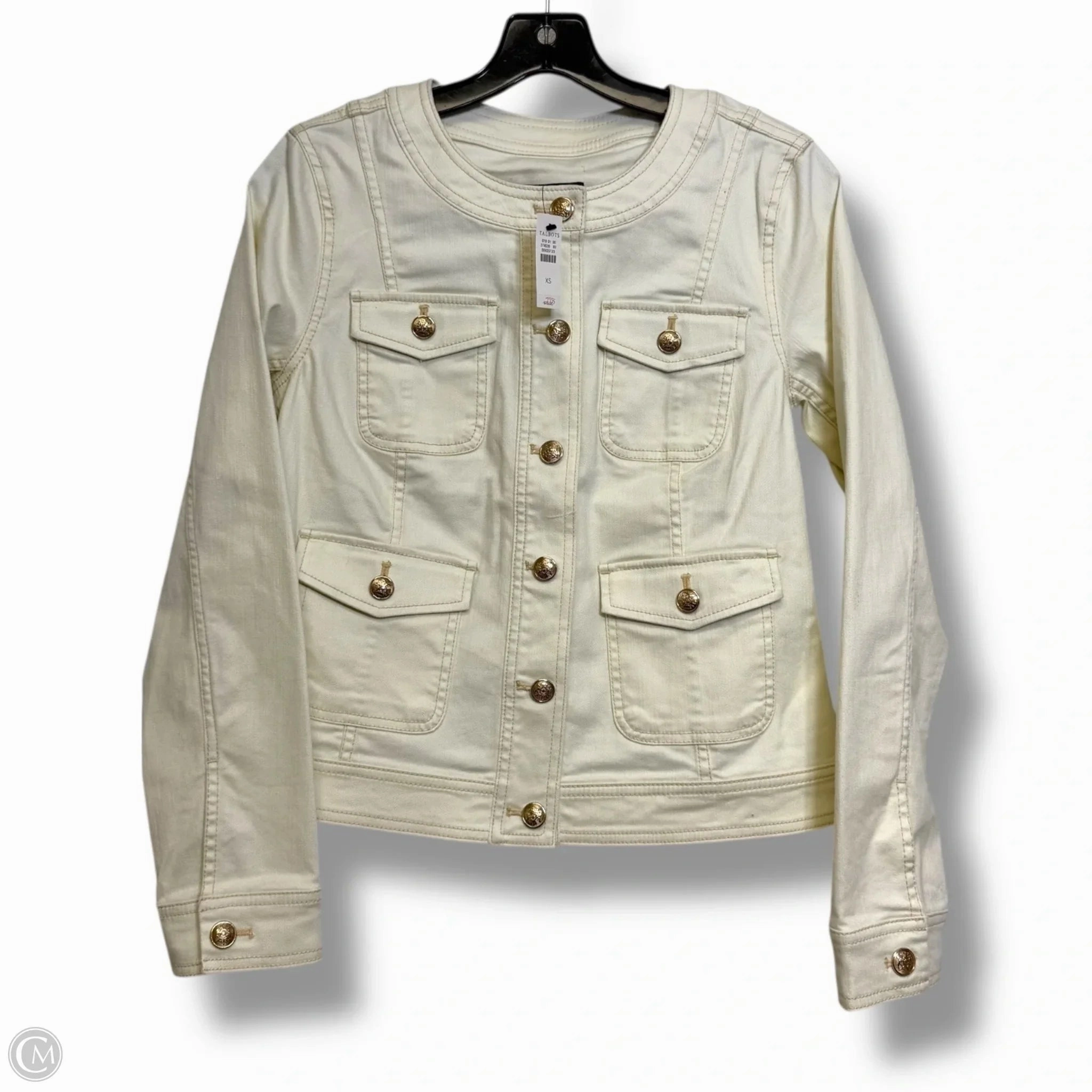 Jacket Denim By Talbots In White, Size: Xs DetachableLining