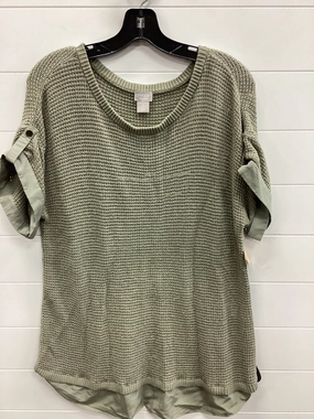 Top Ss By Chicos In Green, Size:Xl Organic Cotton Blend Side Vent Design