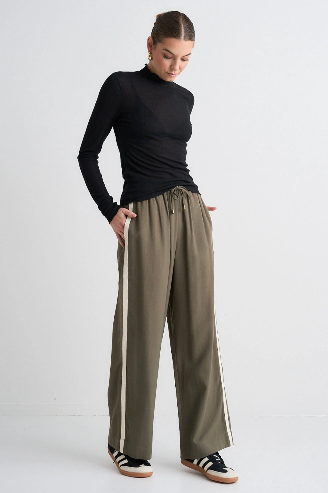 Asher Black LS Lettuce Edge Knit Top Friction Resistant Finish Brushed Inner Layer