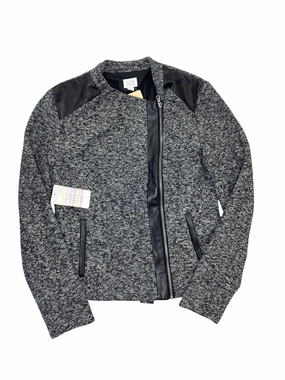 Reflective Zippers Jacket Moto By Peyton Jensen In Black & Grey, Size:S
