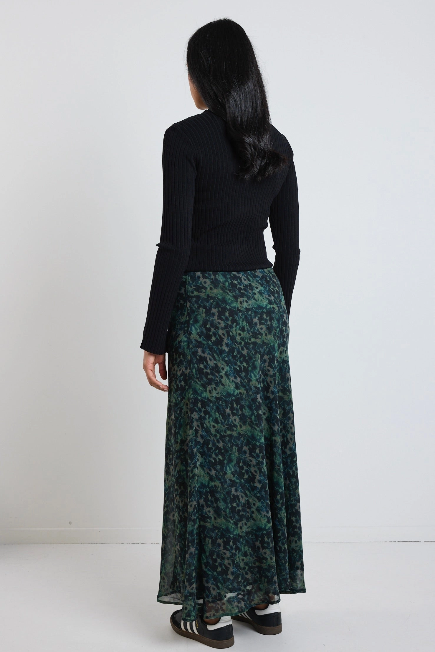 Everyday Comfort Monument Khaki Ditsy Print Bias Maxi Skirt