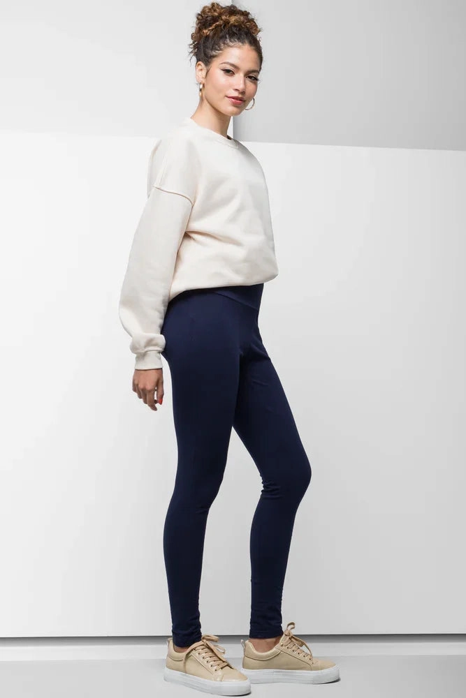 Wide Waist Leggings Navy Stretch Fit For Kids Yoga Class