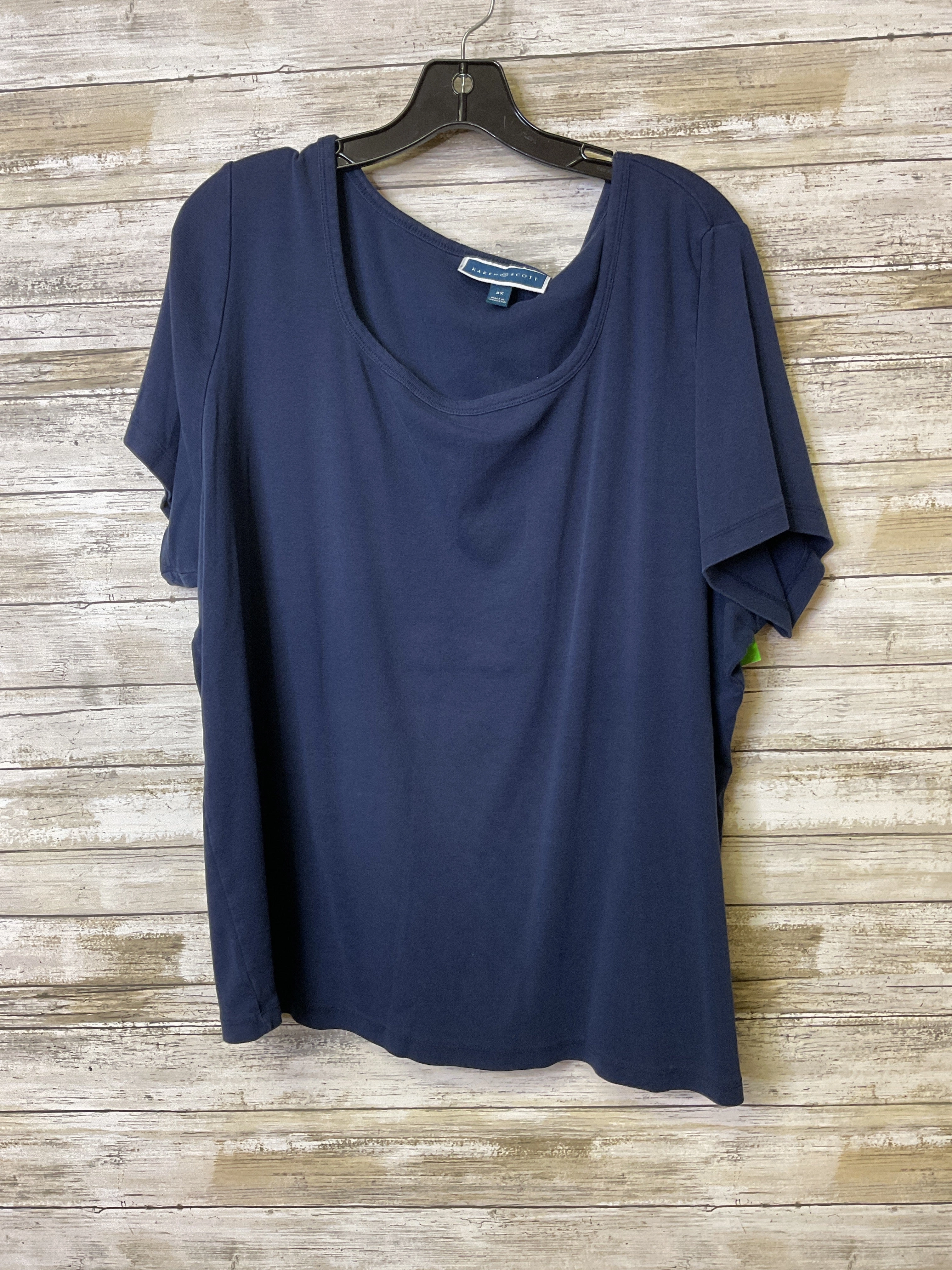 Top Ss Basic By Karen Scott In Navy, Size:3X Bold Comfort