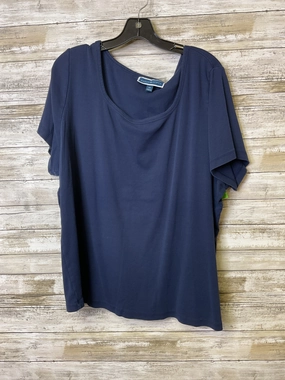 Top Ss Basic By Karen Scott In Navy, Size:3X Bold Comfort