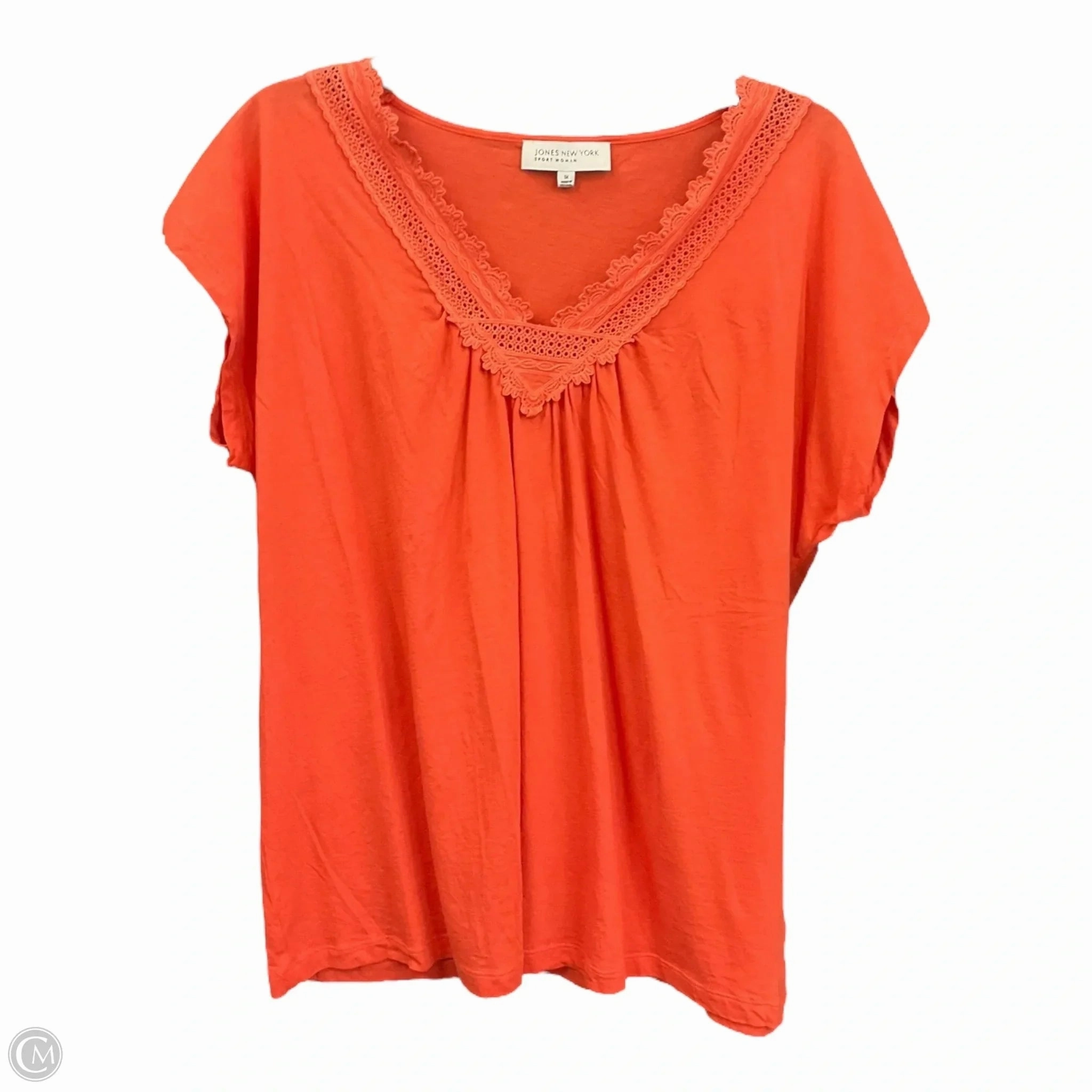 Top Short Sleeve By Jones New York In Orange, Size: 1x All Season Wear