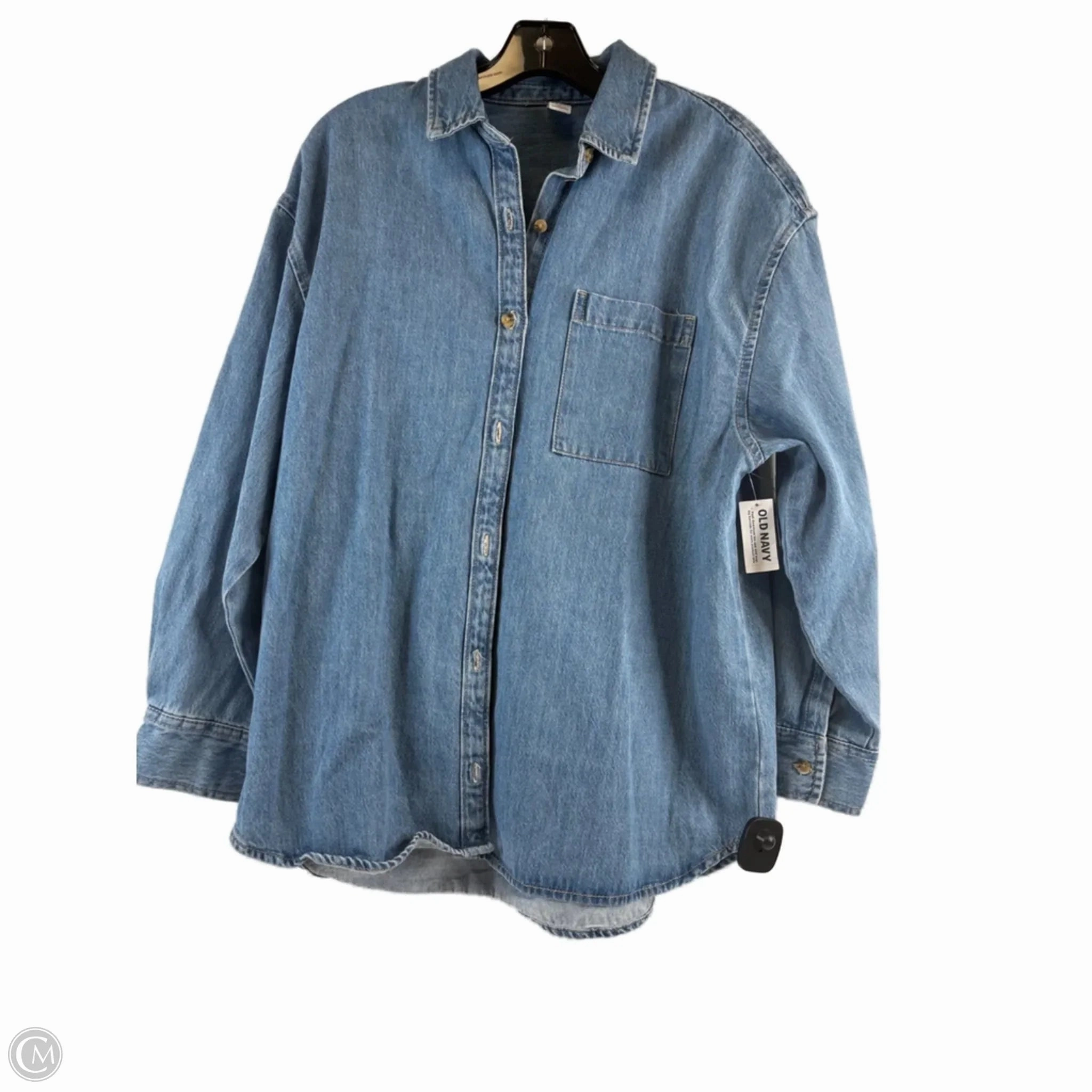 Functional Piece Heat Resistant Fabric Jacket Shirt By Old Navy In Blue Denim, Size: S