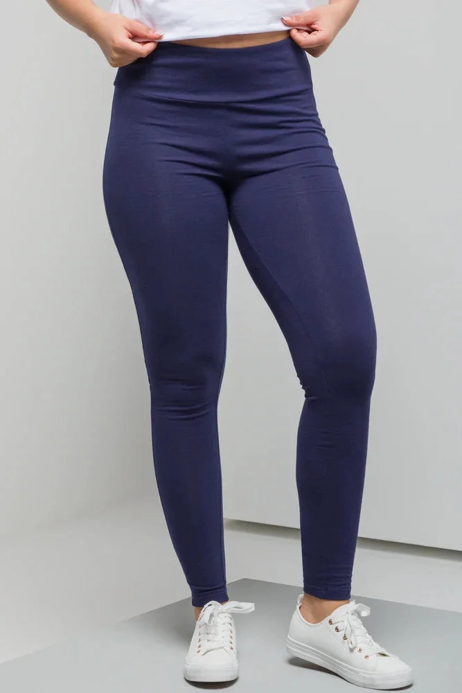 Tear Resistant Tear Resistant Weave Wide Waist Leggings Navy