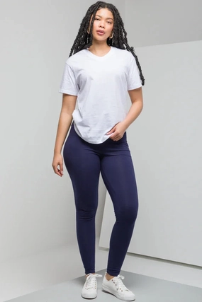 Natural Stretch Wide Waist Leggings Navy