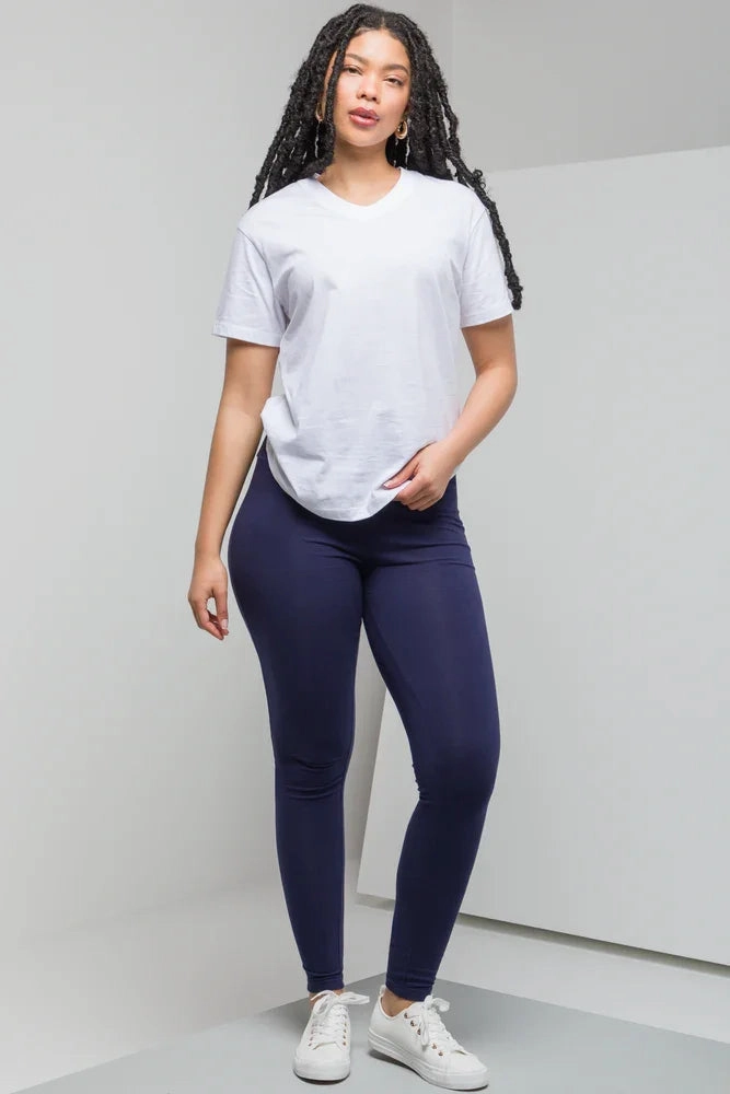 Natural Stretch Wide Waist Leggings Navy
