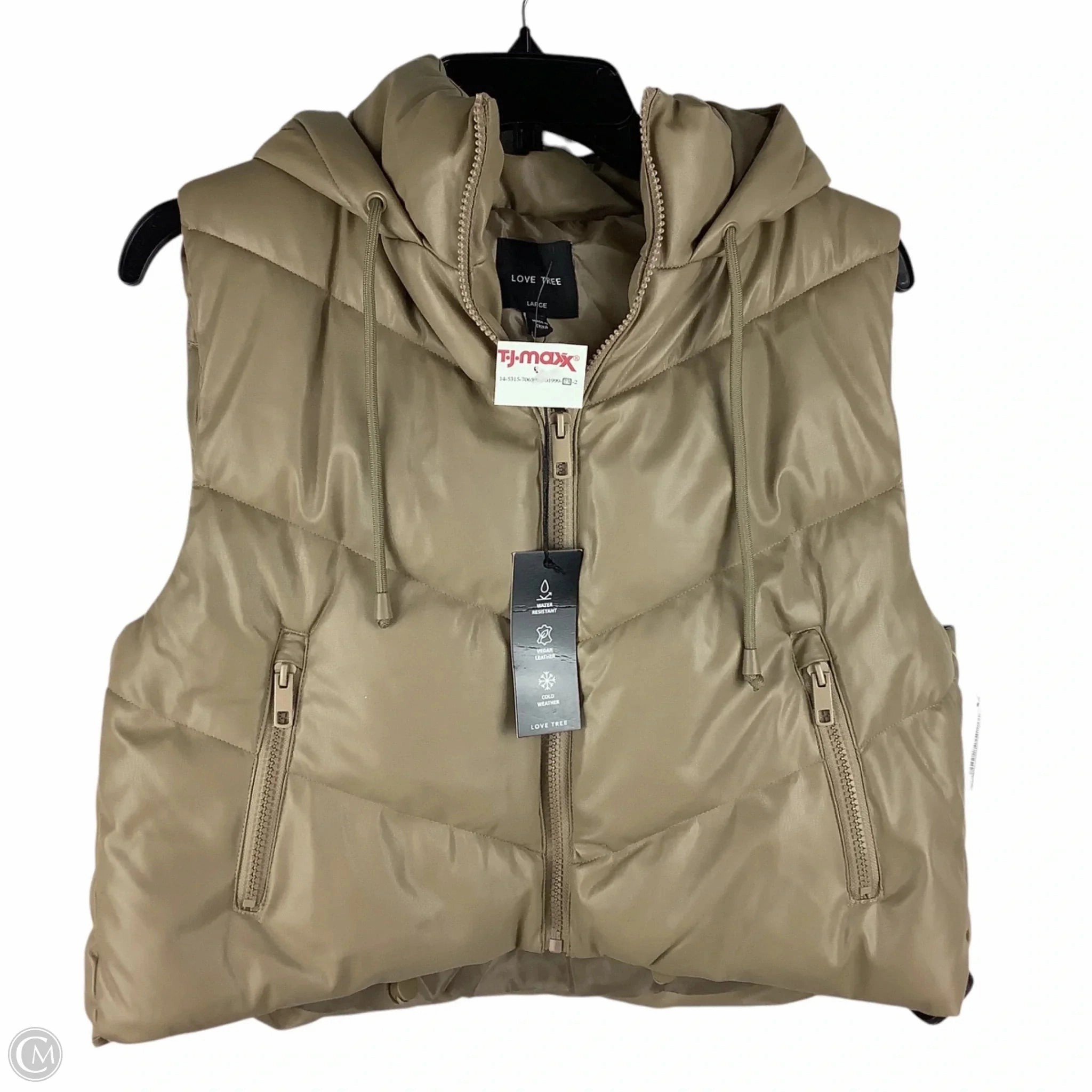 Multi Purpose Layer Jacket Puffer & Quilted By Love Tree In Beige, Size: L