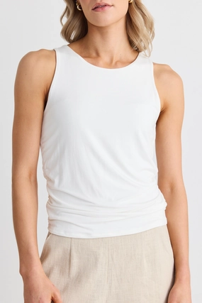 Active Wear Author Ivory Stretch Cutaway Tank