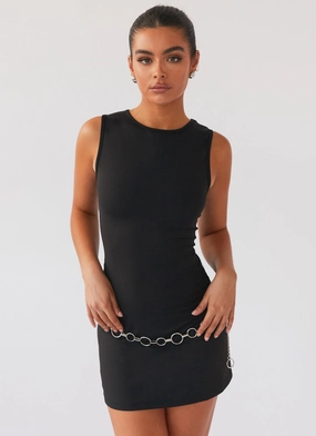 Cosmic Chic Mini Dress - Black Form Fitting Timeless Comfort Wear