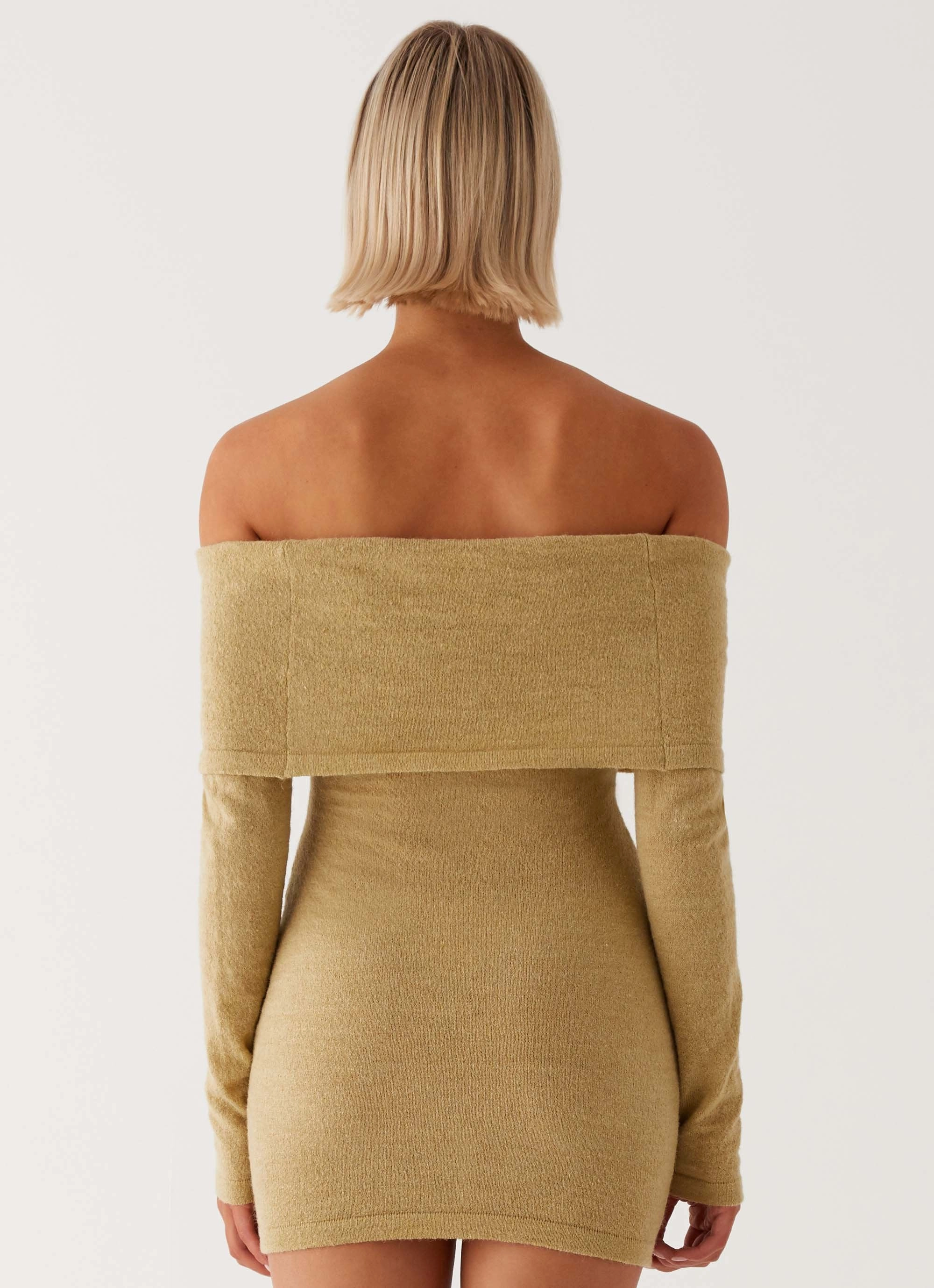 Summer Mood Minimal Design Myla Off Shoulder Mini Dress - Camel