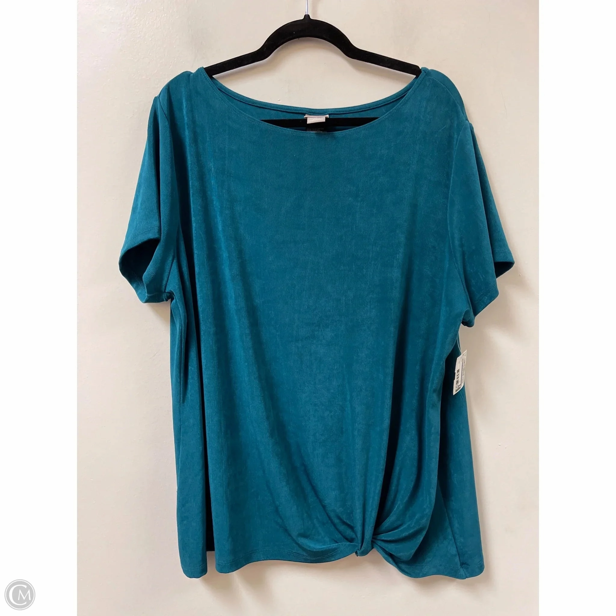 Matte Look Top Short Sleeve By Chicos In Teal, Size: 1x