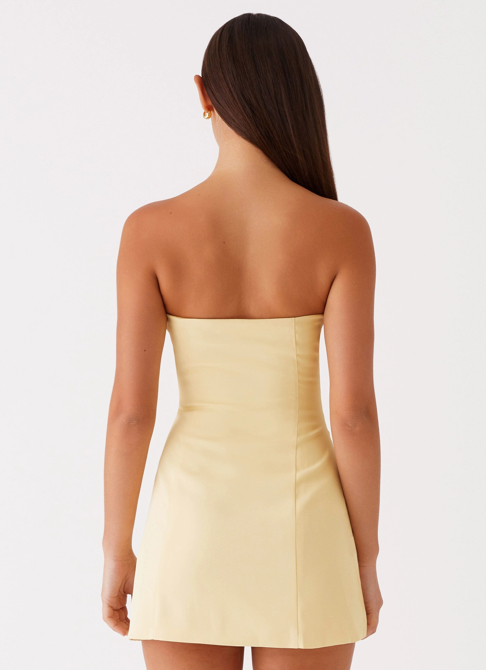 Ayanna Strapless Mini Dress - Yellow Office Fit Non-Iron