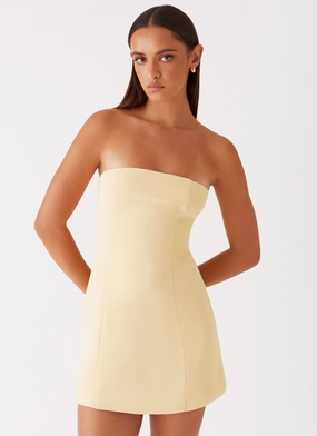 Happy Soul Ayanna Strapless Mini Dress - Yellow