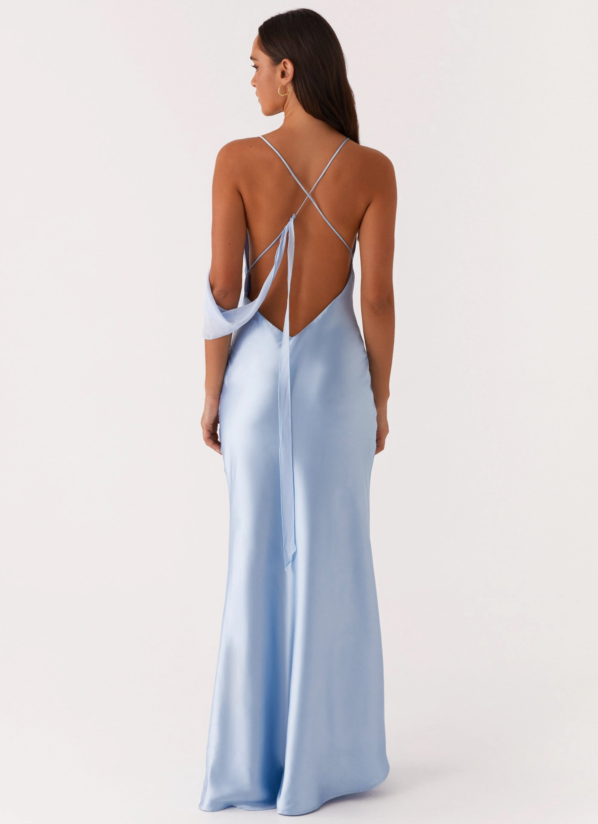 Too Sweet Satin Maxi Dress - Blue Fit Focused