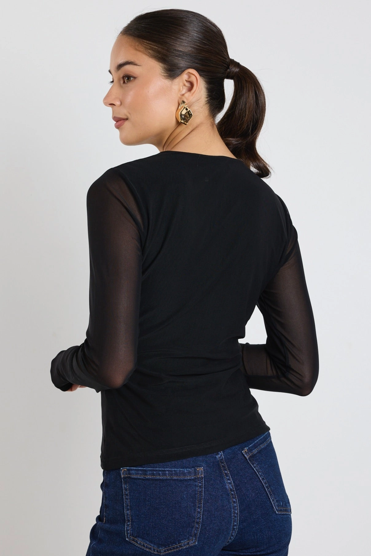 Network Black Mesh Keyhole LS Top Multi Panel Design