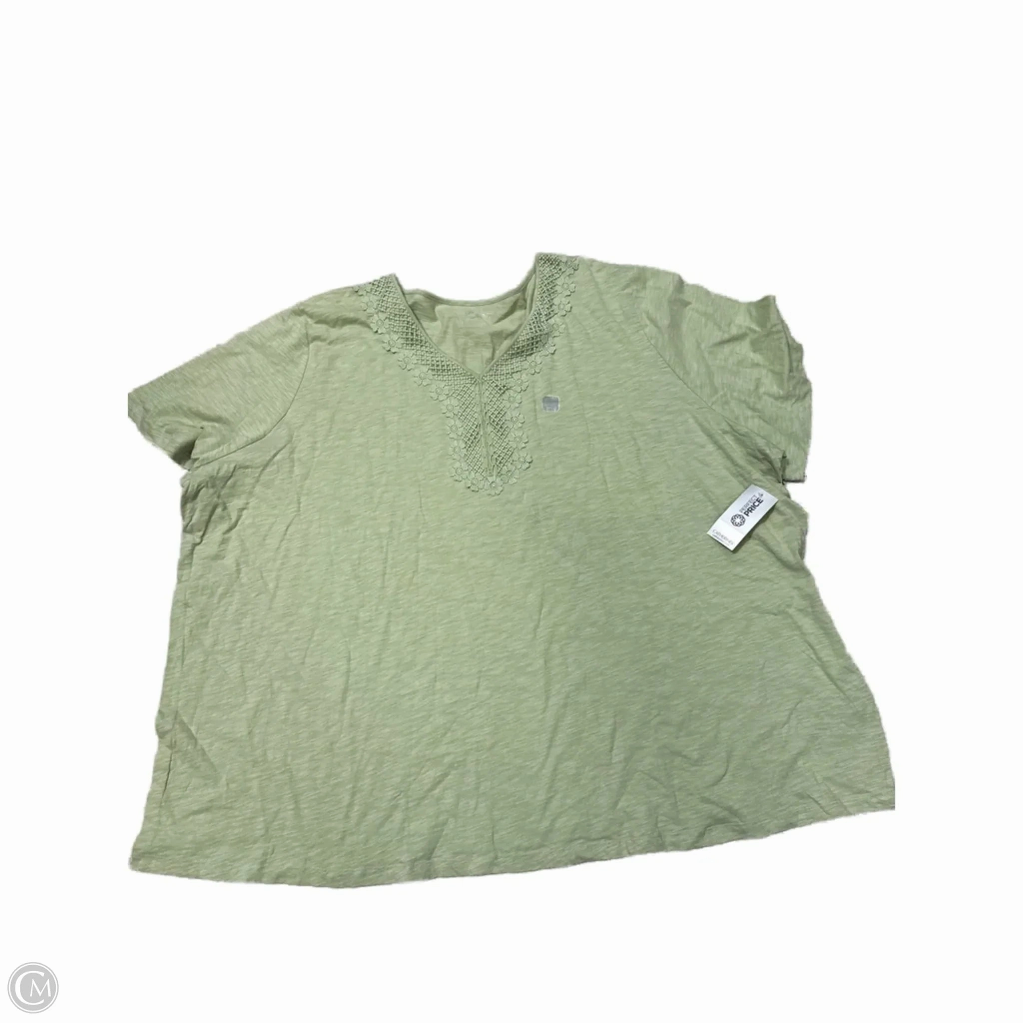 UV Protective Coating New! Top Short Sleeve By Catherines In Green, Size: 4x