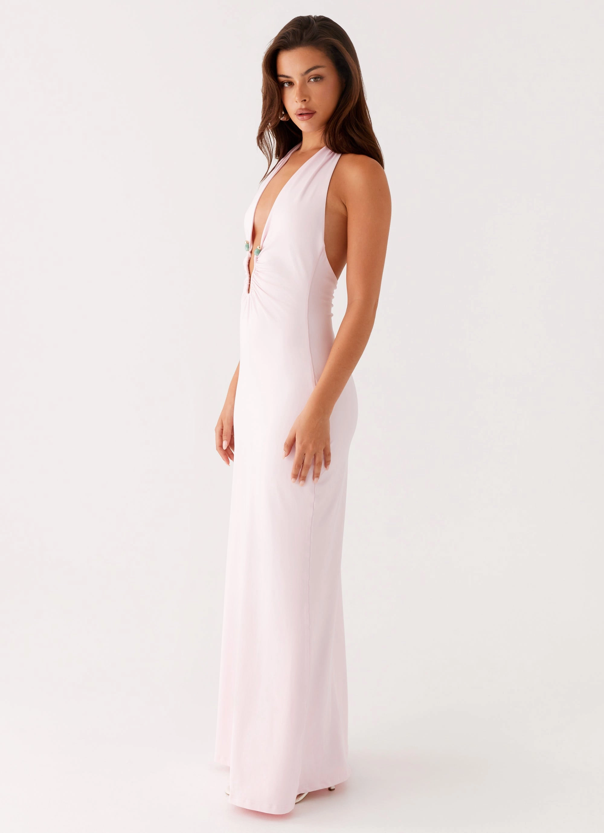 Nicola Maxi Dress - Pink Dew Glow Sharp Look