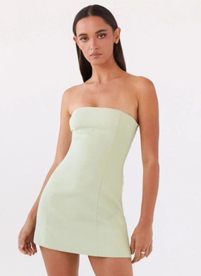 Minimalist Waist Daily Movement Ayanna Strapless Mini Dress - Green Zest