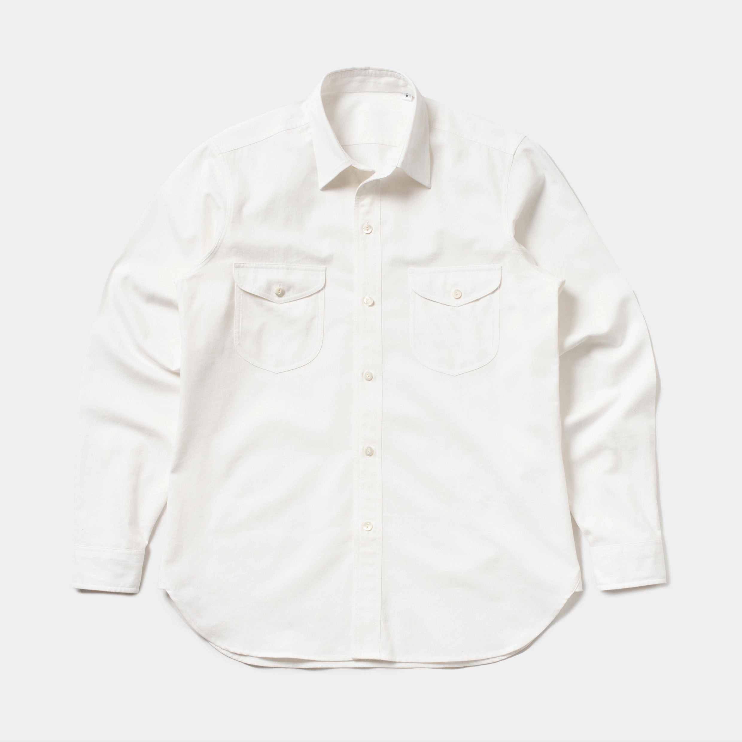 Round Collar Affordable Luxury Teardrop Work Shirt White HBT