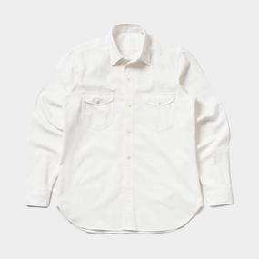 Round Collar Affordable Luxury Teardrop Work Shirt White HBT