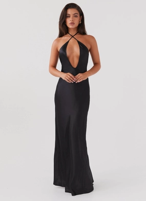 Mesh-Detail Bare Glow Noir Symphony Maxi Dress - Black