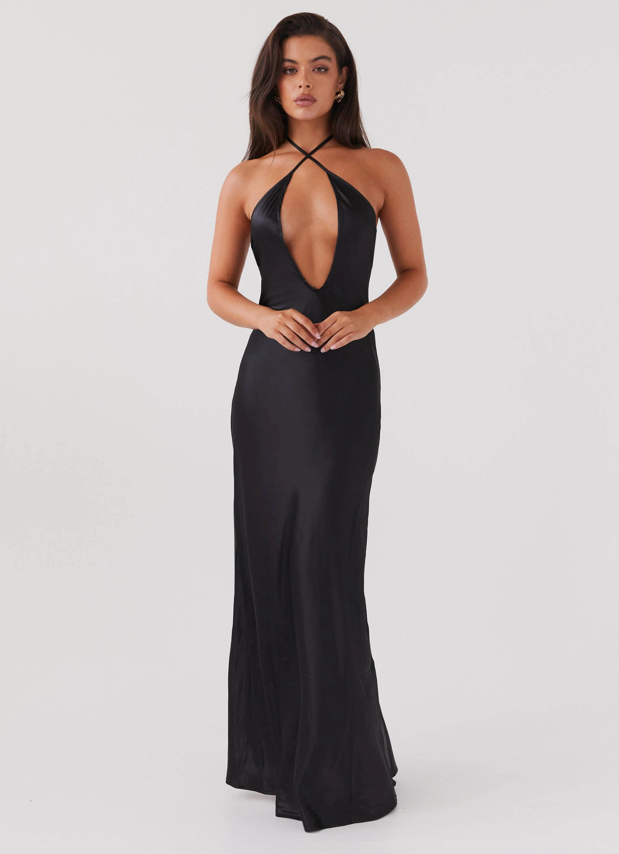 Mesh-Detail Bare Glow Noir Symphony Maxi Dress - Black