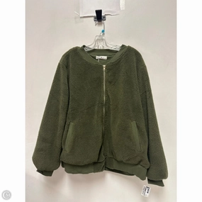 Jacket Faux Fur & Sherpa By Agnes Orinda In Green, Size: 3x Articulated Sleeves Softshell Fabric