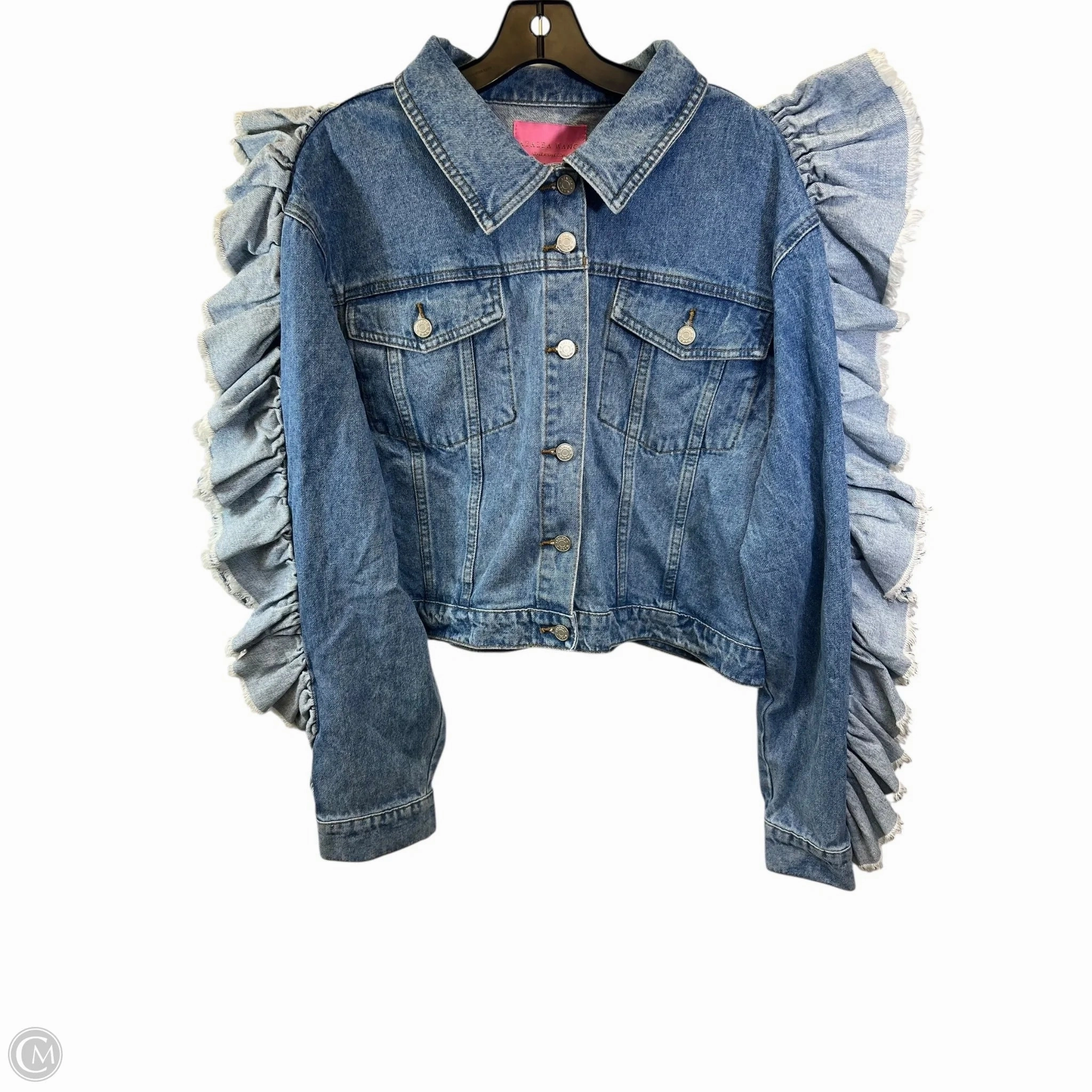 Comfort Stretch Fabric Ergonomic Seams Jacket Denim By Azalea Wang In Blue Denim, Size: 3x