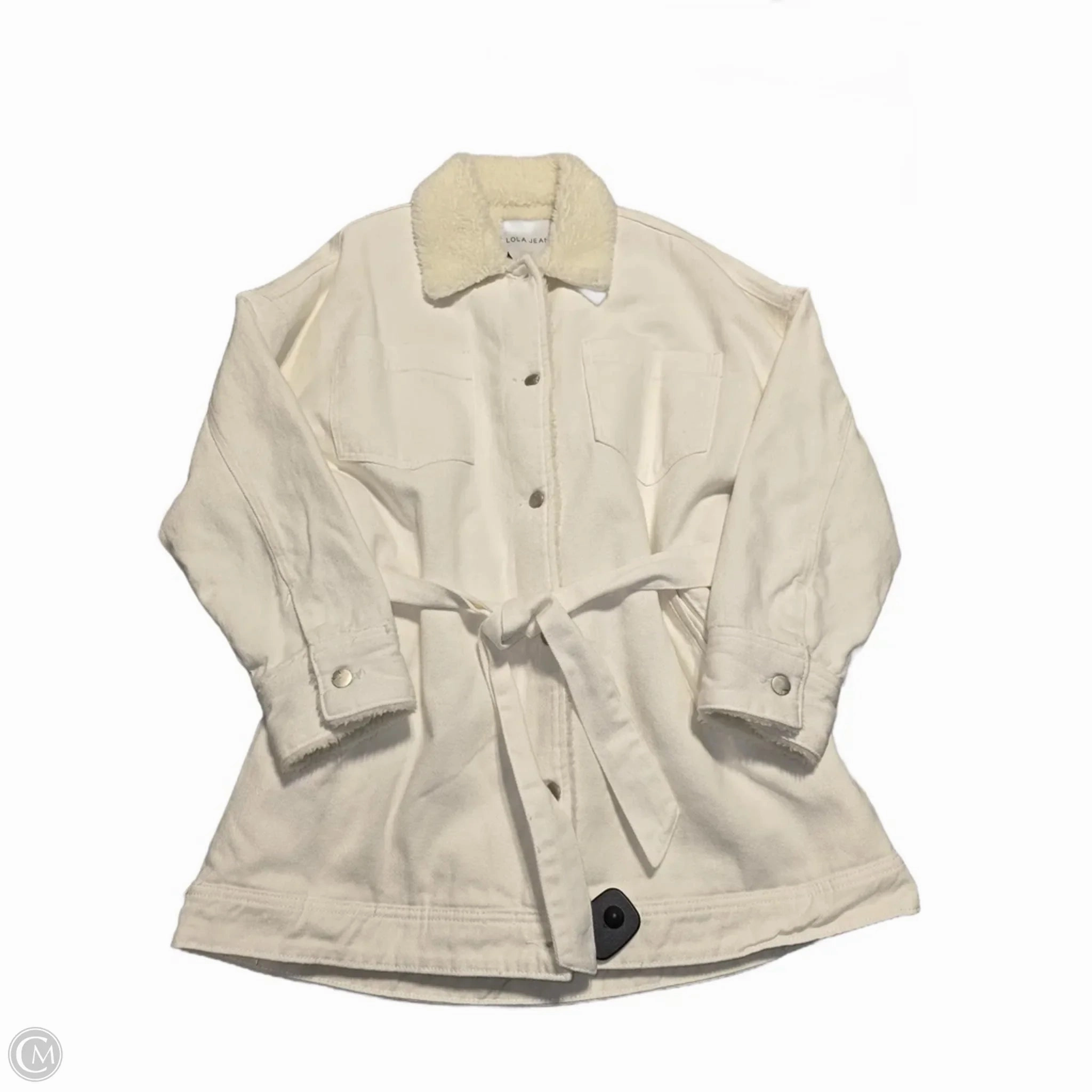 Coat Faux Fur & Sherpa By Lola In White, Size: L Multi Layer Option
