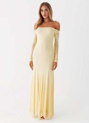 Maribel Maxi Dress - Yellow Minimalist fit-and-flare Bridal-Shower