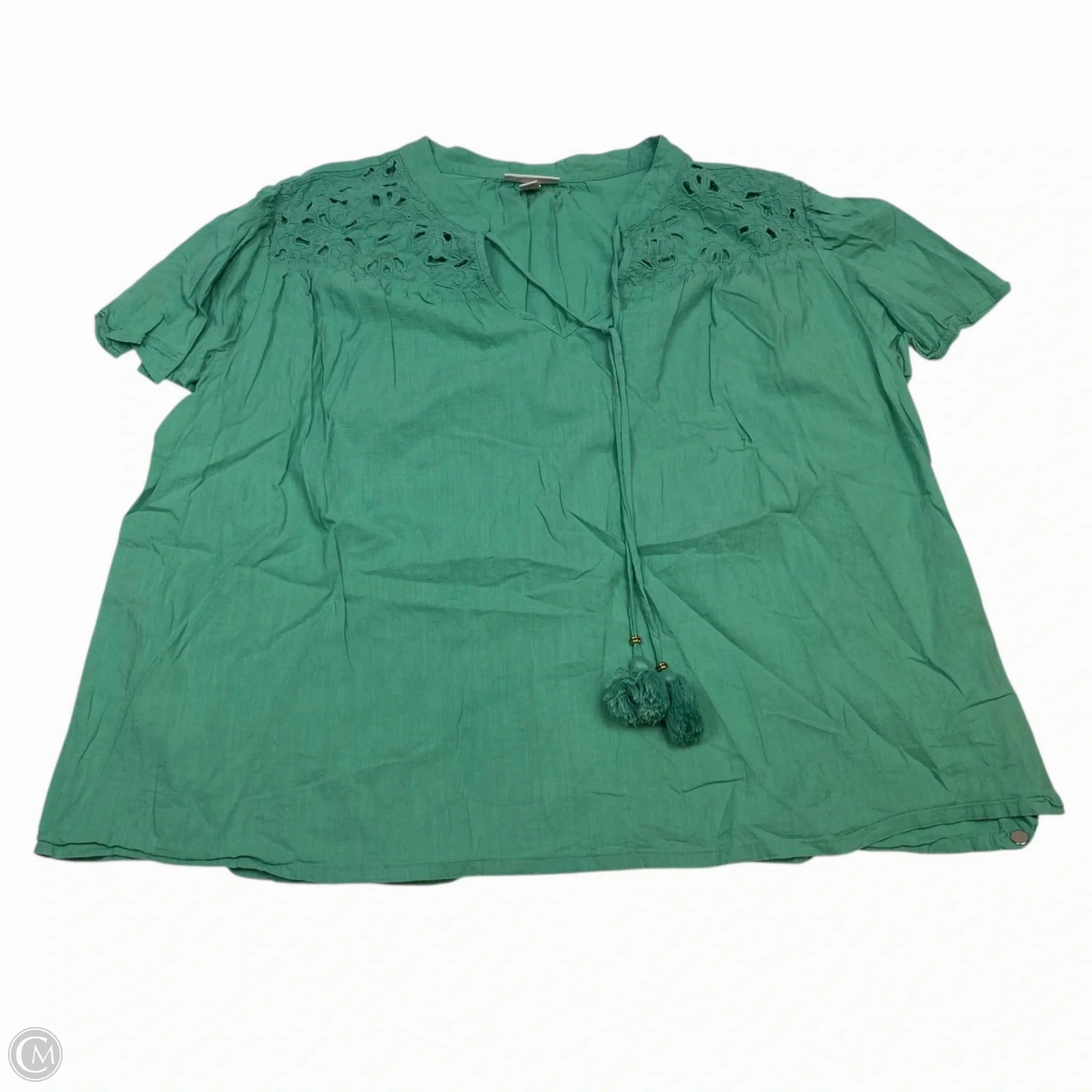 Comfortable Piece Top Short Sleeve By Knox Rose In Green, Size: 2x